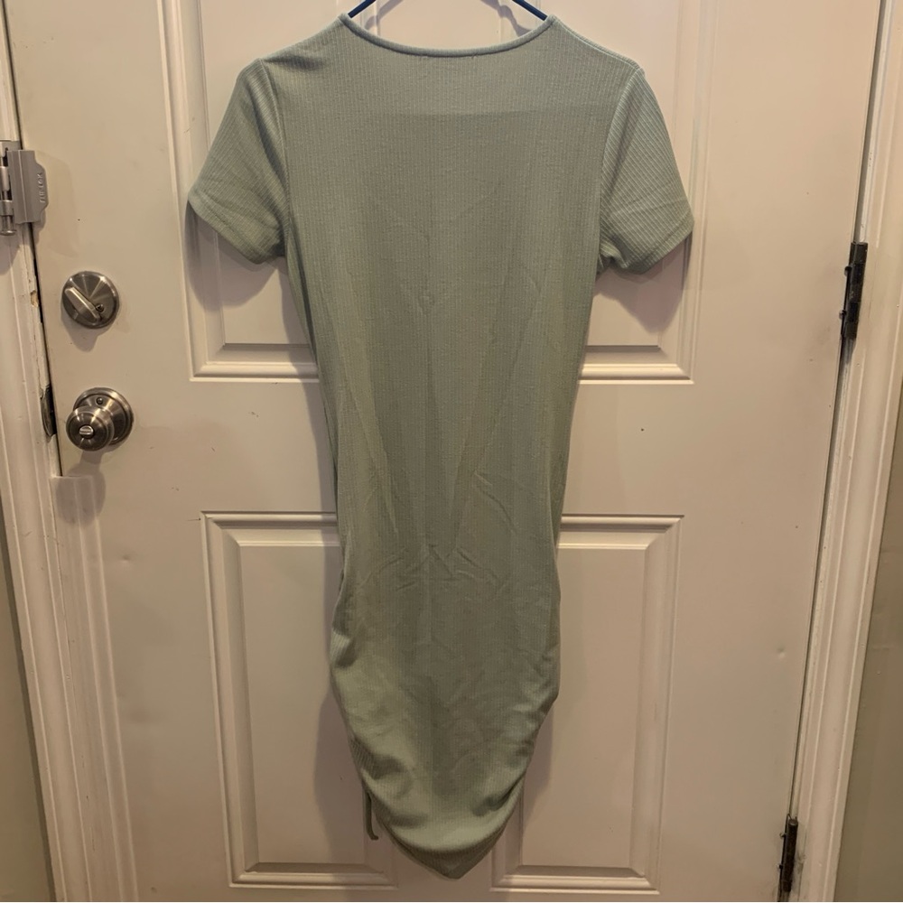 MINKPINK Sage Green Ruched Bodycon Midi Dress Size S - Picture 8 of 9